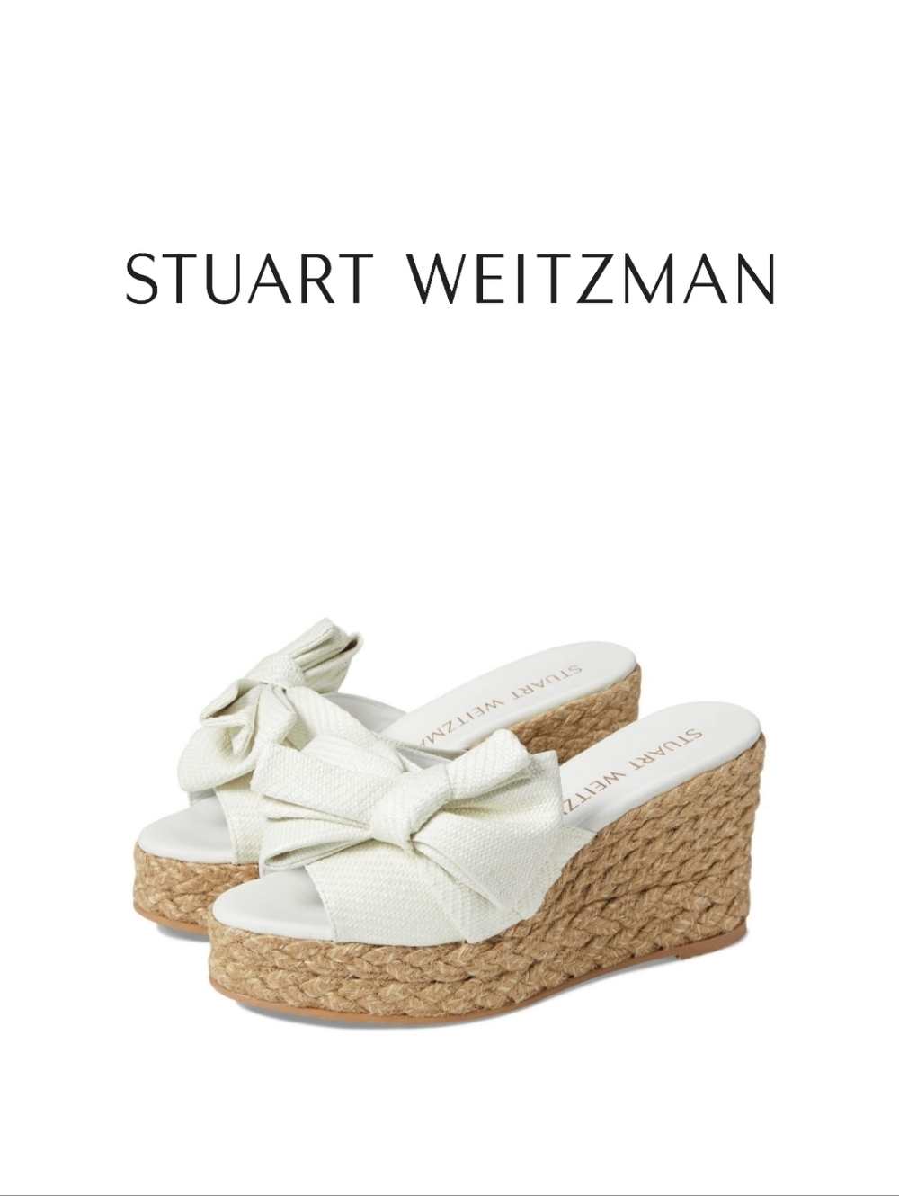 Stuart Weitzman - Loveknot Espadrille Wedge Slide Cream/Natural 5.5 B - Picture 3 of 4